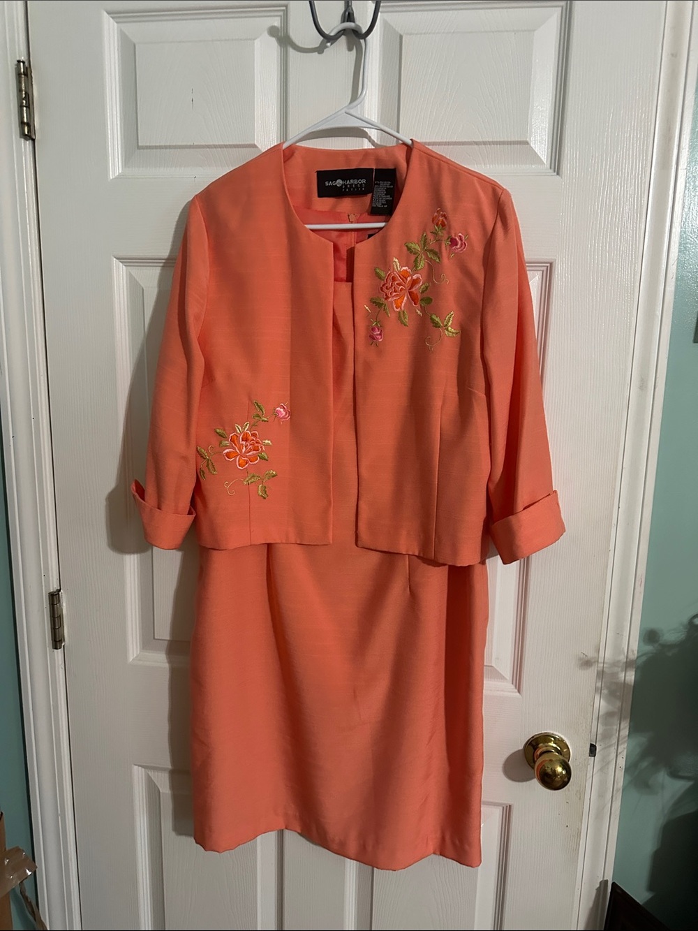 Sag Harbor Coral Embroidered Two-Piece Dress Set